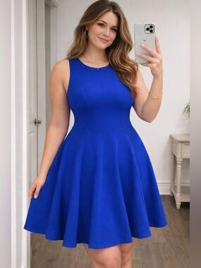Calvin Klein Royal Blue Fit & Flare Dress – Size 14